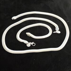 925 Sterling Silver Necklace & Bracelet Set Snake Chain Christmas Birthday Gift